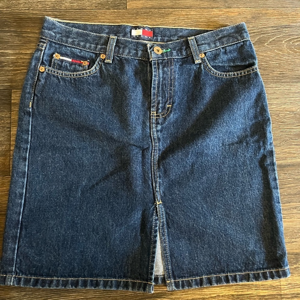 Vintage Tommy Hilfiger 1990s Preppy Classic Denim Mini Skirt Size 5